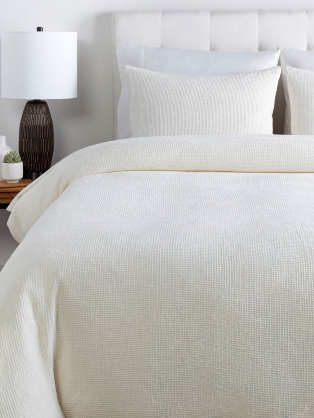 Surya White Waffle Weave Full Bedding 7pc Set